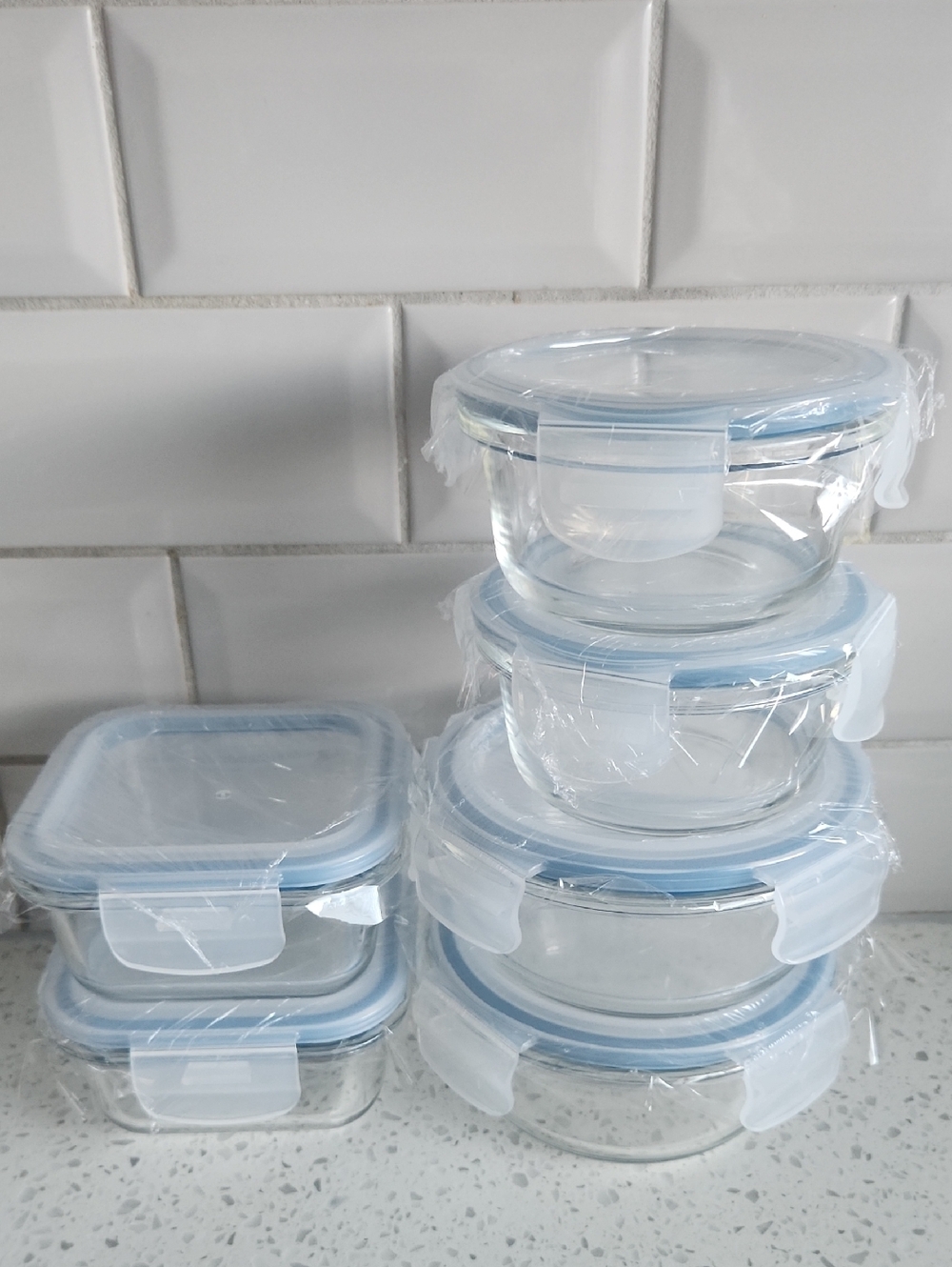 Glass Food Small Storage Containers Set of 6 w/Lids Lunch, Meal Prep NEW